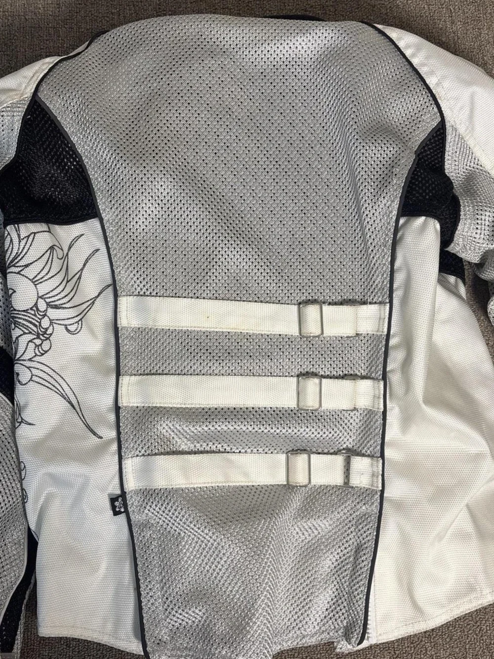 Joe Rocket White and Black Mesh Motorcycle Jacket with Sleeve Art